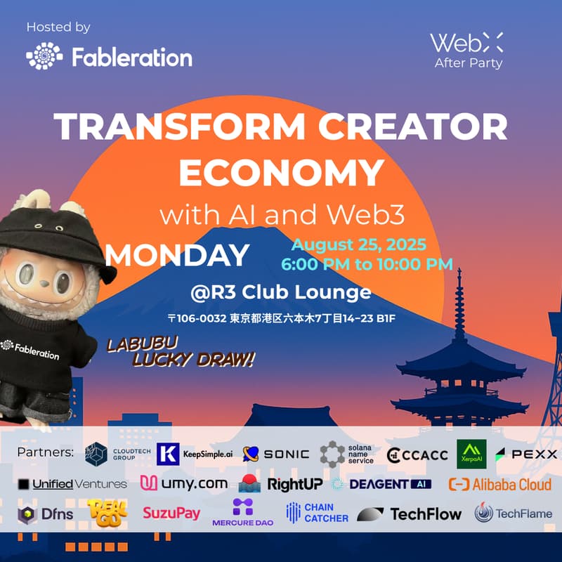 Cover Image for WebX After Party: Free Drinks, Beats, Big Wins & Networking | Transform Creator Economy with AI & Web3
