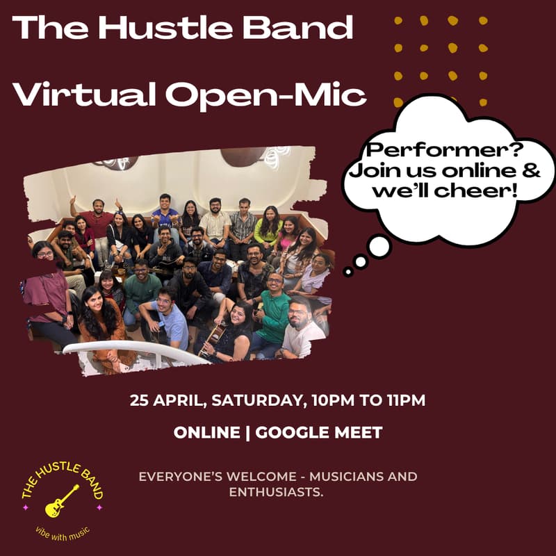 Cover Image for The Hustle Band Music - Virtual Open Mic & Jam