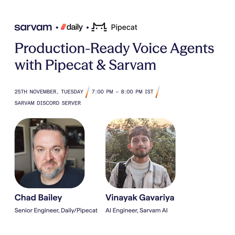 Cover Image for Production-Ready Voice Agents with Pipecat & Sarvam