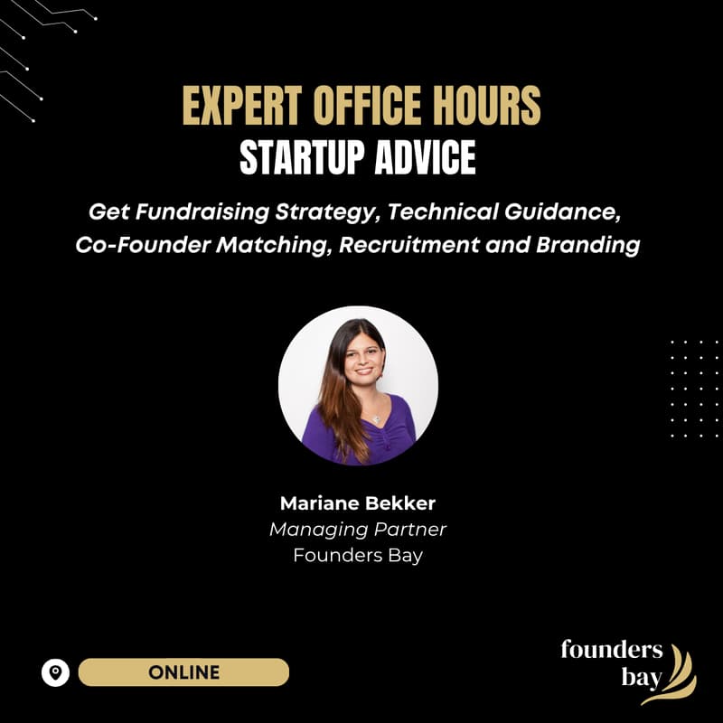 Cover Image for Founders Bay Expert Office Hours: Startup Advice with Mariane Bekker