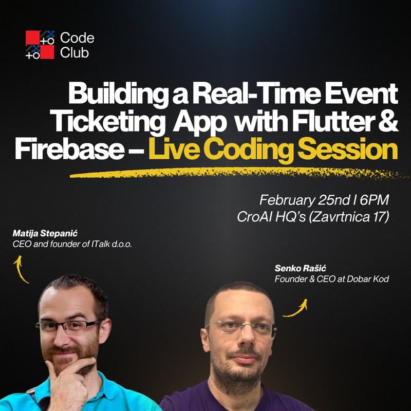Cover Image for Code Club #1: Building a Real-Time Event Ticketing App with Flutter & Firebase - Live Coding Session