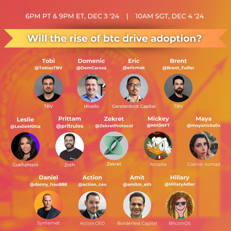 Cover Image for X Space with TBV, Hivello & Co: Will the rise of btc drive adoption?