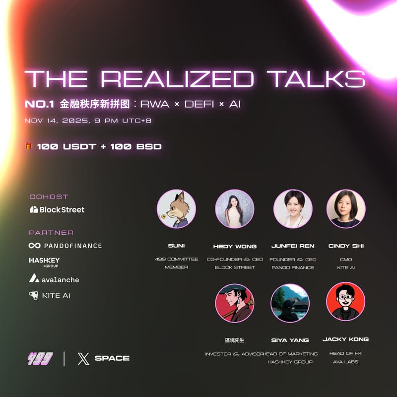 Cover Image for 499 The Realized Talks【CN】No.1: 金融秩序新拼图：RWA × DeFi × AI