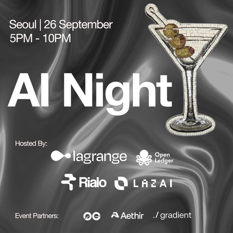 Cover Image for AI Night by Lagrange, Rialo, LazAI, OpenLedger