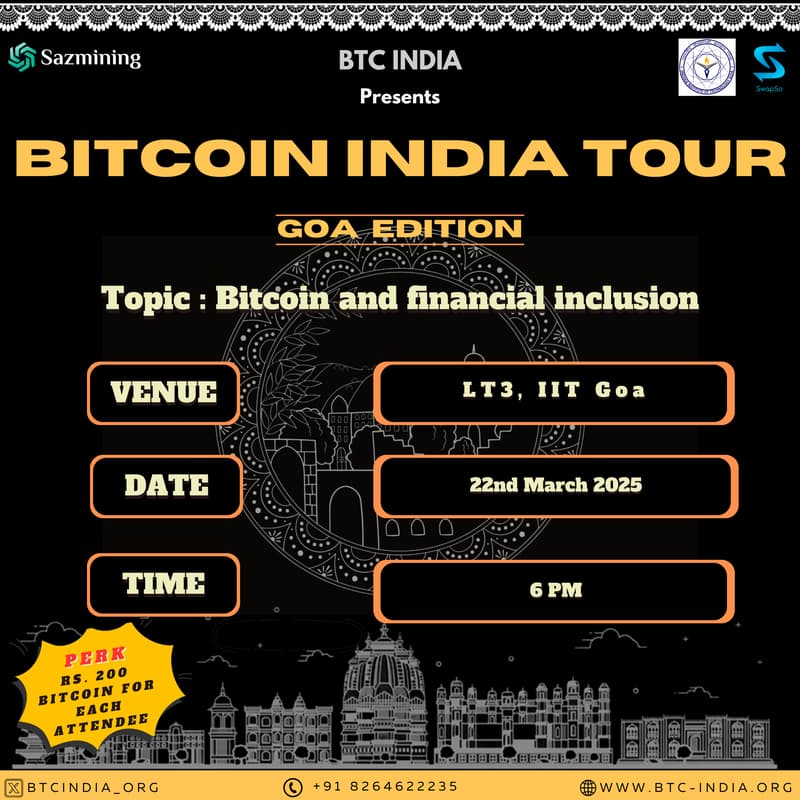 Cover Image for Bitcoin India Tour - Goa Edition