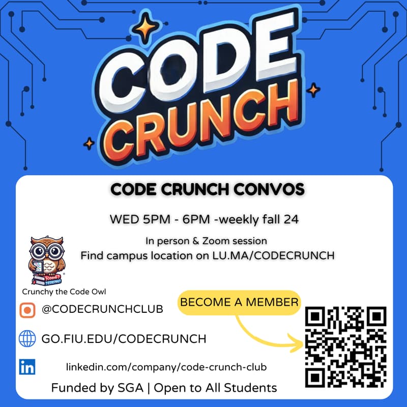 Cover Image for (CANCELED) Code Crunch Convos