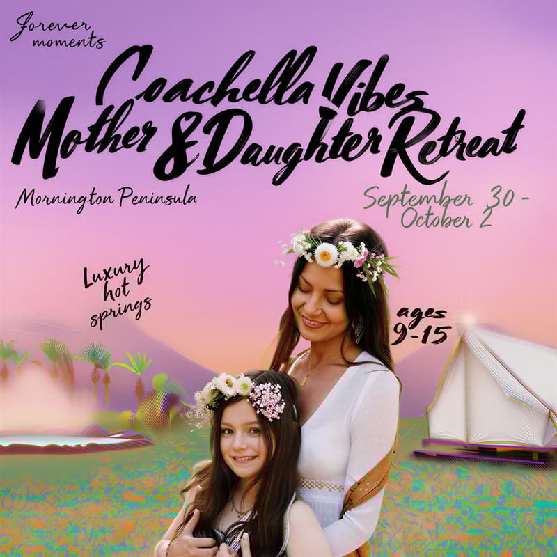 Cover Image for Coachella Vibes 💫 Mum & Daughter Retreat, Mornington Peninsula | Girls 9 -15 💕