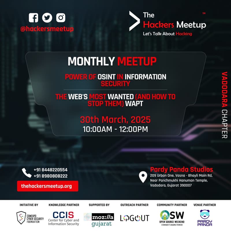 Cover Image for The Hackers Meetup Vadodara - March 2025