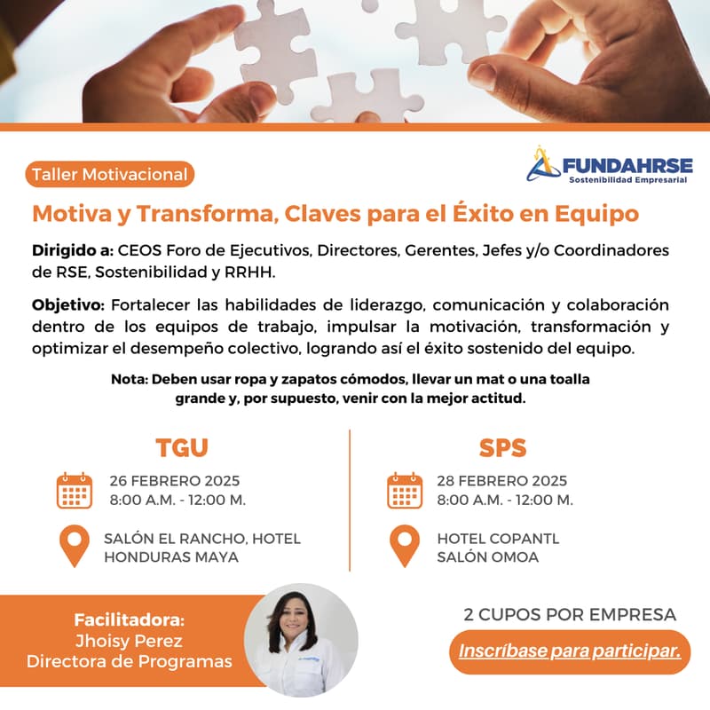 Cover Image for TGU: Taller Presencial: Motiva y Transforma, Claves para el Éxito en Equipo