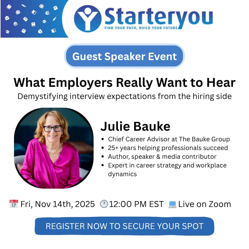 Cover Image for Starteryou: What Employers Really Want to Hear - Guest Speaker
