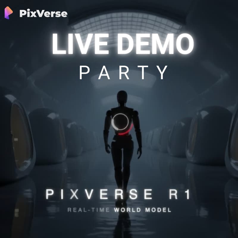Cover Image for PixVerse × Hollywood | Real-Time World Model R1 Live Demo