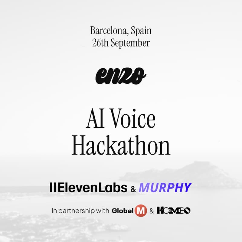 Cover Image for AI Voice Hackathon by Enzo Ventures, Murphy & ElevenLabs