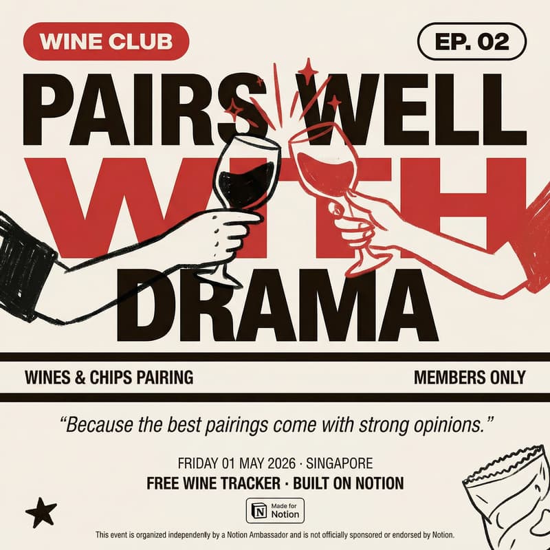 Cover Image for Sip Squad: Pairs Well with Drama - Wines, Chips & the Notion Template That Remembers Everything You Drink