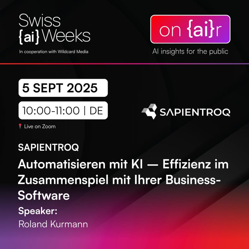 Cover Image for on {ai}r | Automatisieren mit KI – Effizienz im Zusammenspiel mit Ihrer Business-Software | Sapientroq