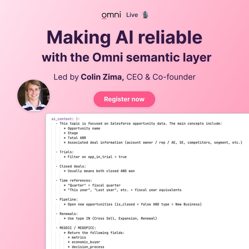 Cover Image for Making AI Reliable: The Omni semantic layer with Colin Zima