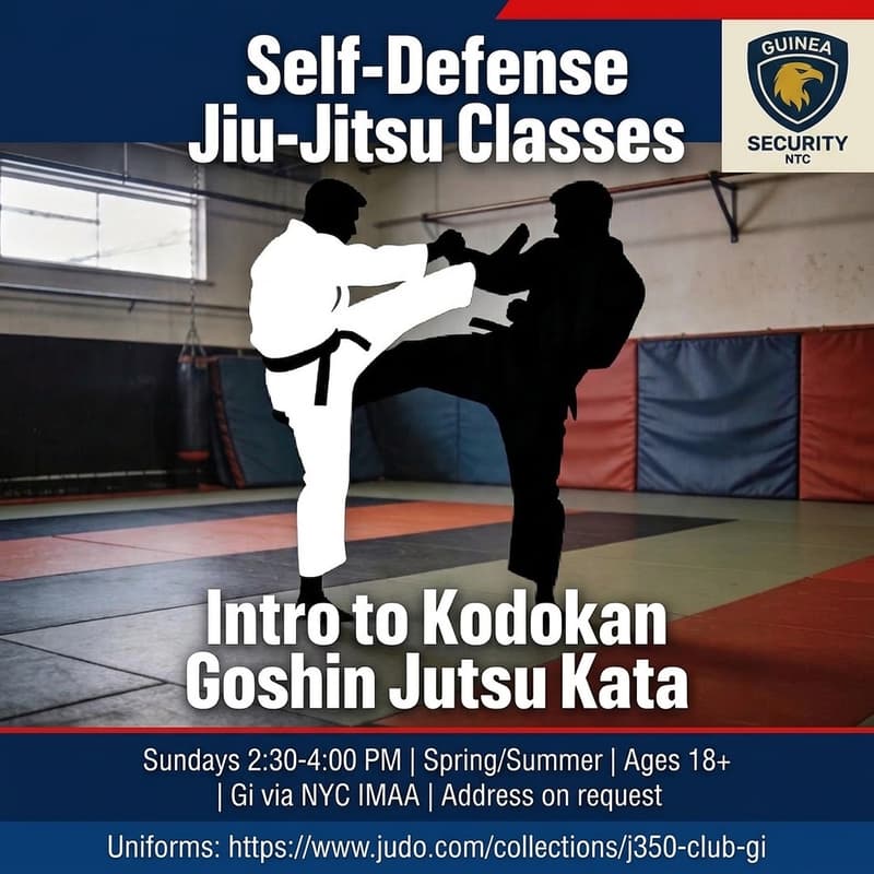 Cover Image for Free Self‑Defense Jiu‑Jitsu Classes – Intro to Kodokan Goshin Jutsu Kata every Sunday in Brooklyn.