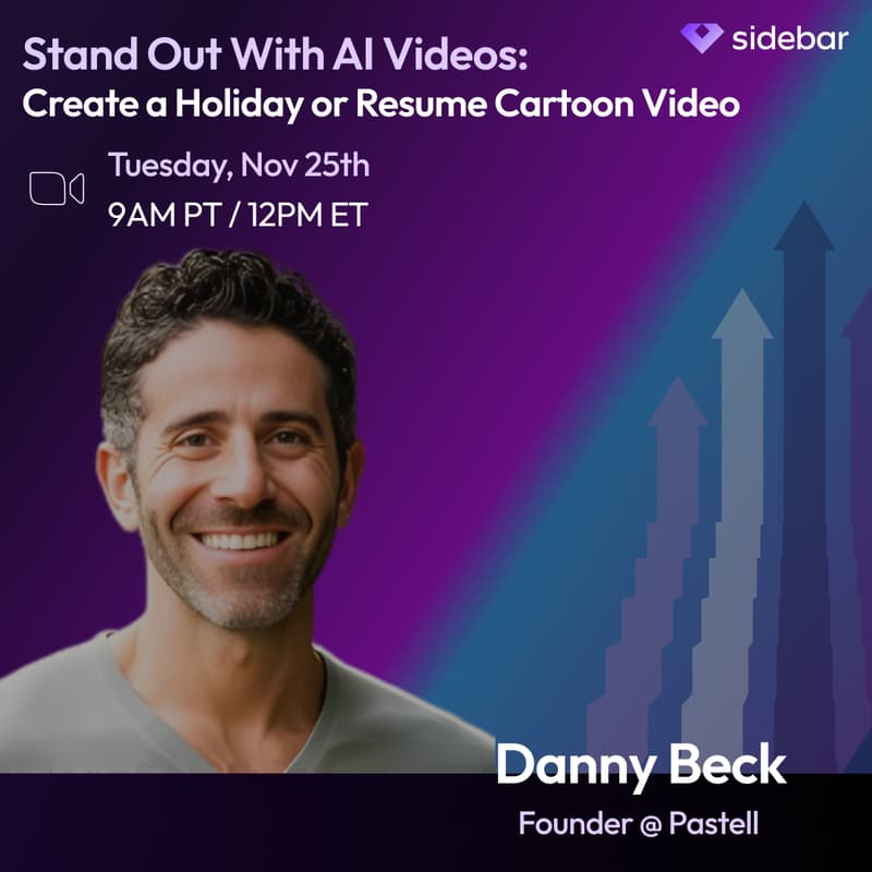 Cover Image for Sidebar Speaker Series: Stand Out With AI Videos: Create a Holiday or Resume Cartoon Video with Danny Beck
