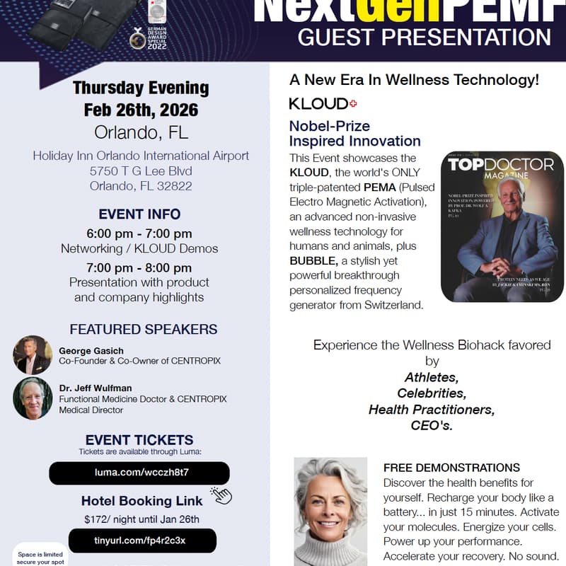 Cover Image for Centropix USA NextGenPEMF - Orlando Guest Presentation
