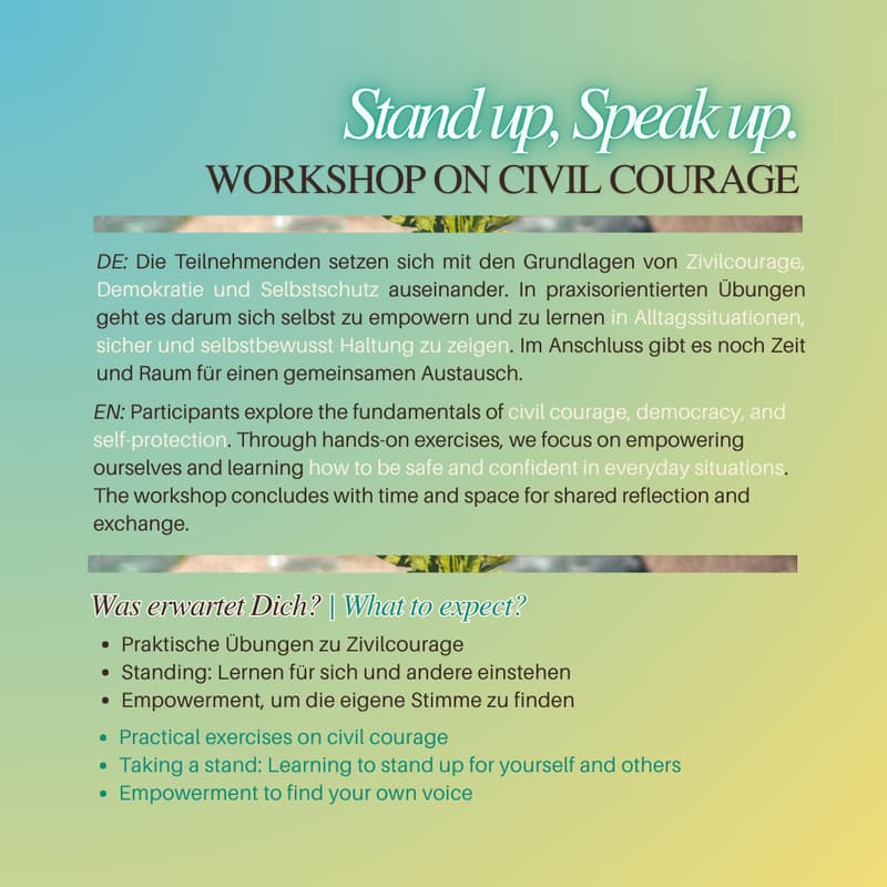 Titelbild für Stand up, Speak up – Workshop zu Zivilcourage | Civil Courage
