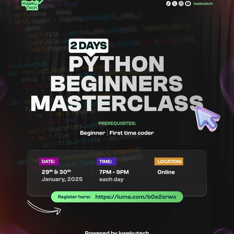 Cover Image for Python Beginners Masterclass
