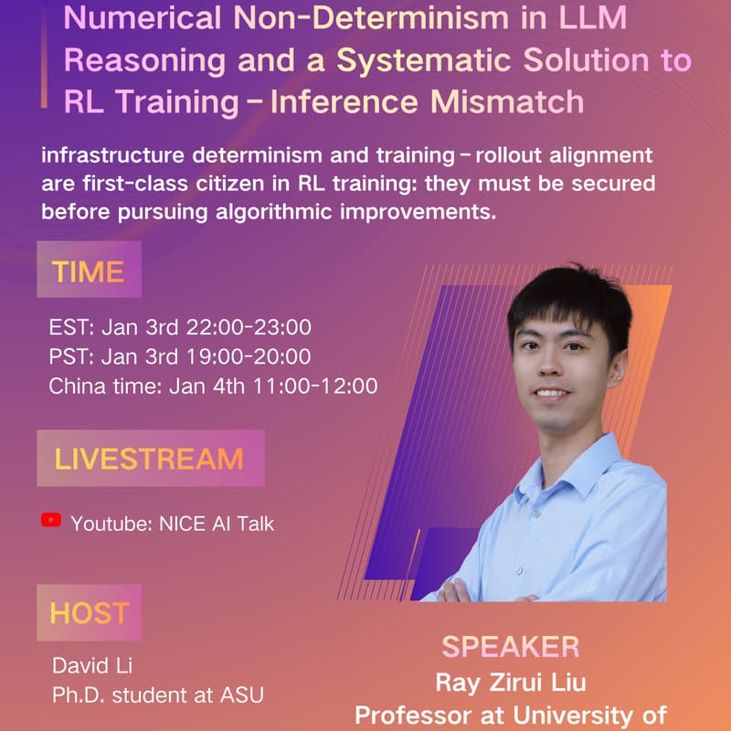 Cover Image for Numerical Non-Determinism in LLM Reasoning and a Systematic Solution to RL Training–Inference Mismatch