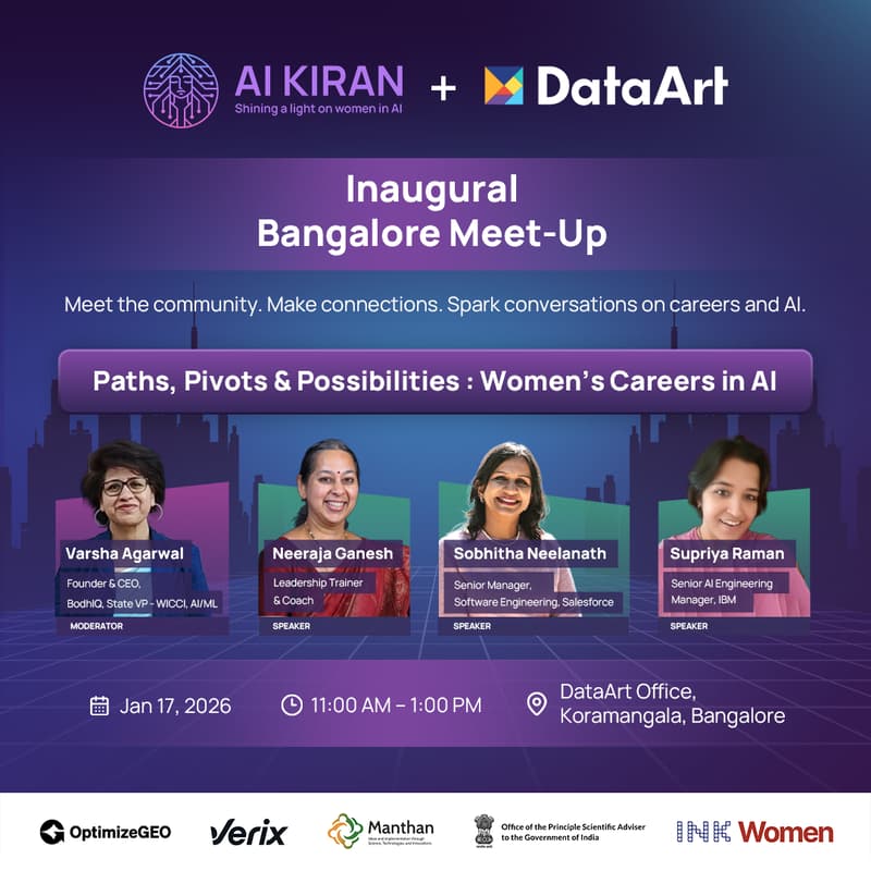 Cover Image for Paths, Pivots & Possibilities Women’s Careers in AI - AI Kiran  Bangalore Inaugural Meet-Up