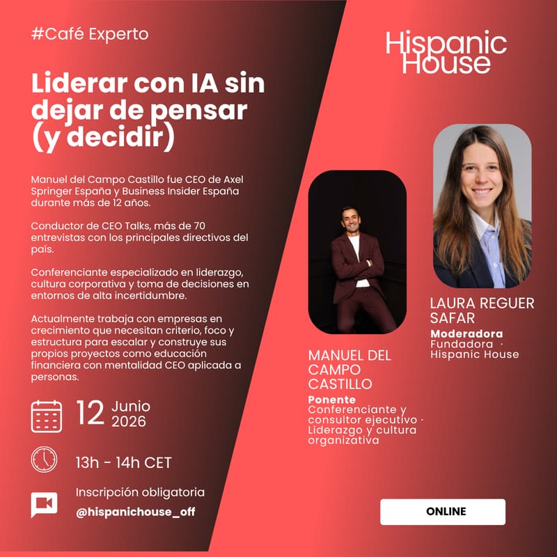 Cover Image for Café Experto con Manuel Del Campo Castillo - Liderar con IA sin dejar de pensar (y decidir)