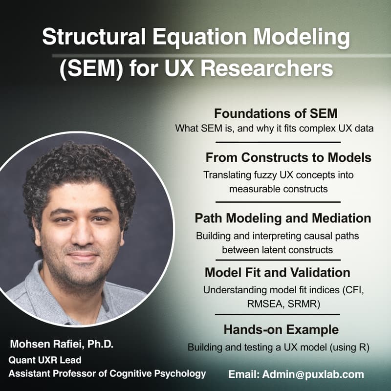 Cover Image for Structural Equation Modeling (SEM) for UX Researchers