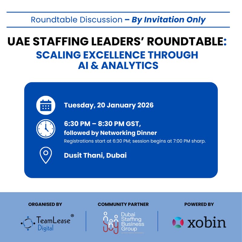 Cover Image for UAE Staffing Leaders Roundtable: Scaling Excellence through AI & Analytics
