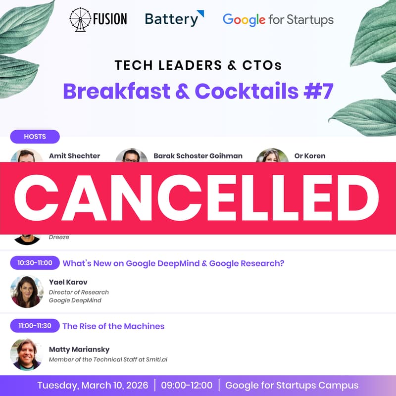 Cover Image for *** CANCELLED *** Tech Leaders & CTOs - Breakfast & Cocktails #7