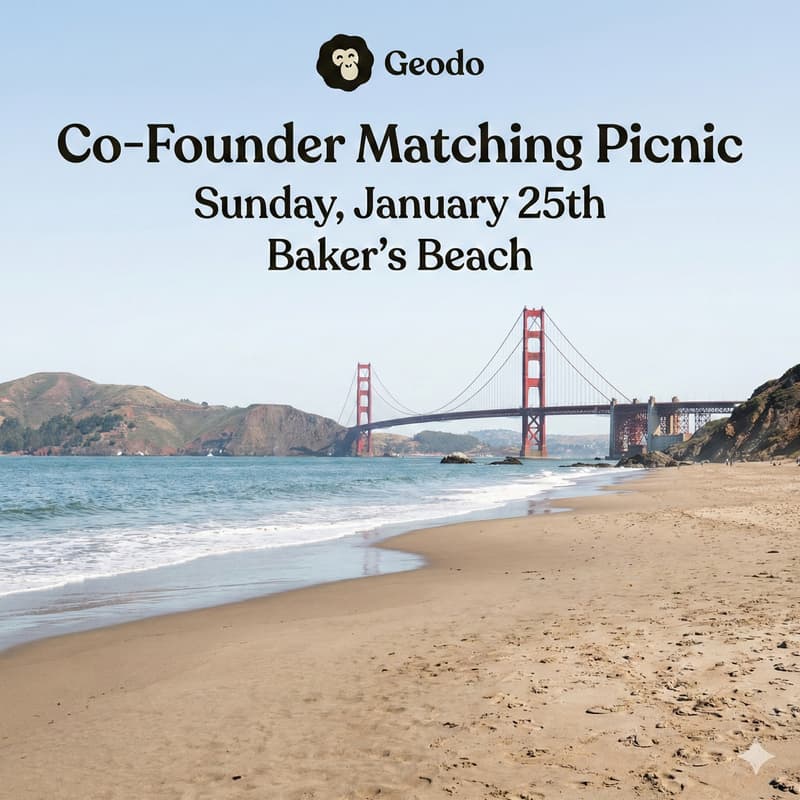 Cover Image for NO PHONE Co-Founder Matching Picnic Bakers Beach, Geodo Community