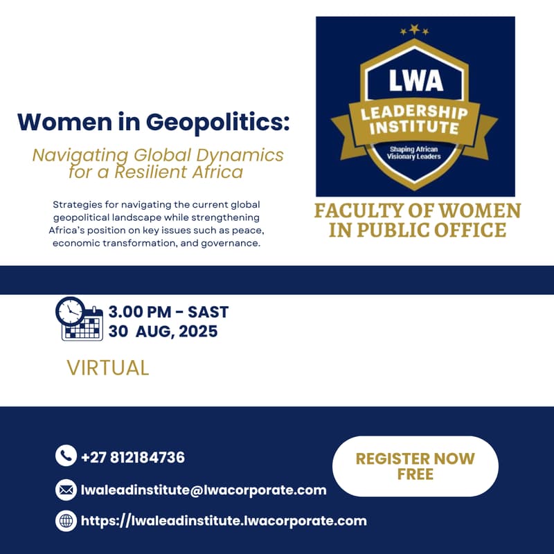 Cover Image for Women in Geopolitics: Navigating Global Dynamics for a Resilient Africa, 30 Aug. 2025 - VIRTUAL