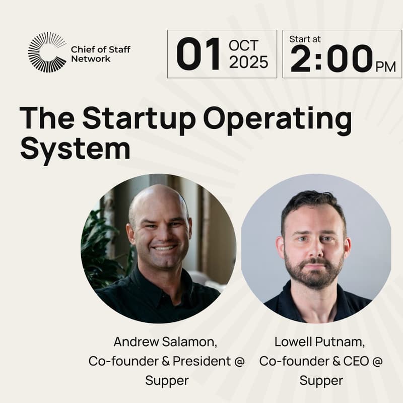 Cover Image for The Startup Operating System: Founder Lessons for Chiefs of Staff (10/1)