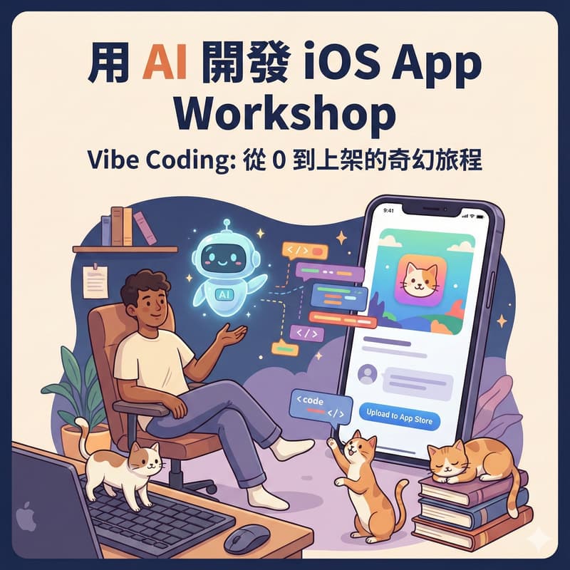 Cover Image for Workshop｜用 AI 開發一個 iOS App （實體場 1500 NT$ 現場付款）