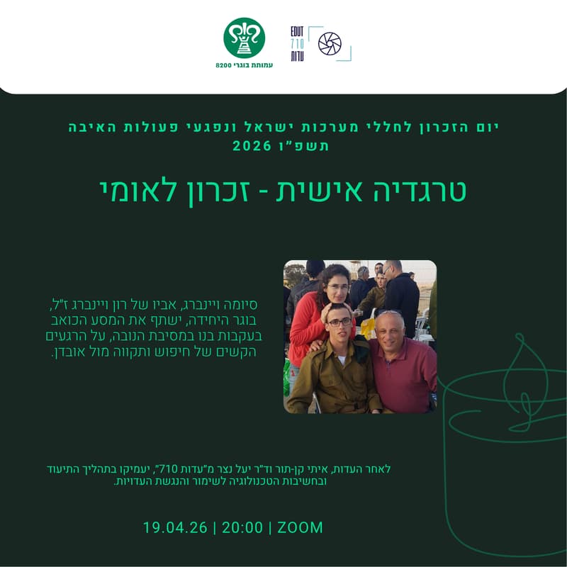 Cover Image for יום הזכרון בעמותת בוגרי 8200: טרגדיה אישית - זכרון לאומי