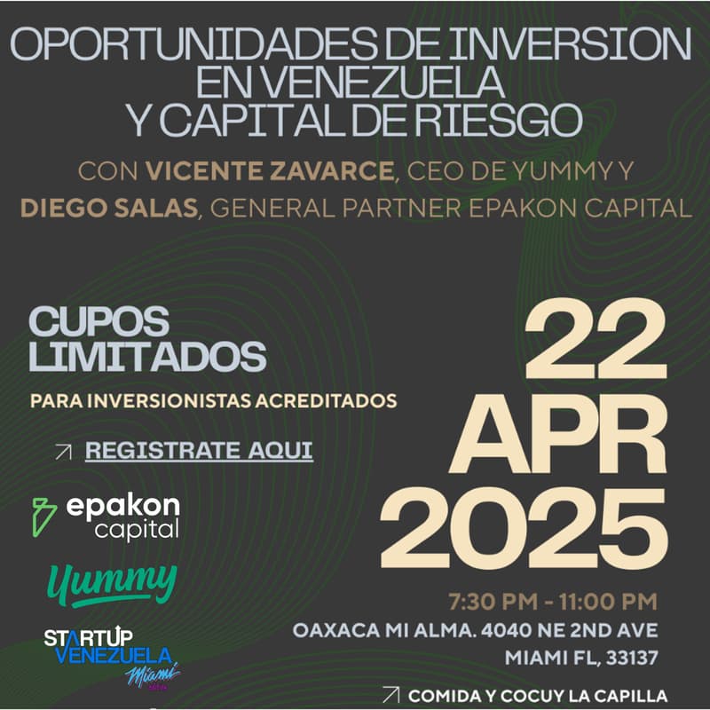Foto de portada de VZ Startup Summit Miami Investor Dinner: Oportunidades de inversion en Venezuela y Capital de Riesgo