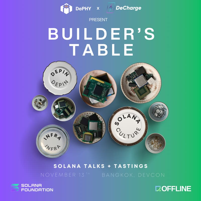 Cover Image for Builder’s Table by DePHY, DeCharge, Solana Foundation & OFFLINE