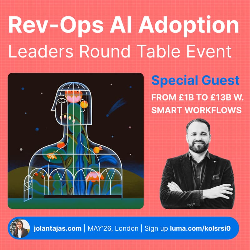 Cover Image for Rev-Ops AI Adoption Roundtable for Leaders + Special Guest Tom Newbould: How to go from £1bn to £13bn+ with a Small Team!