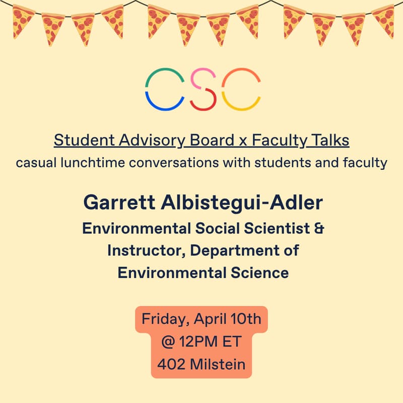 Cover Image for Student Advisory Board x Faculty Talks with Garrett  Albistegui Adler