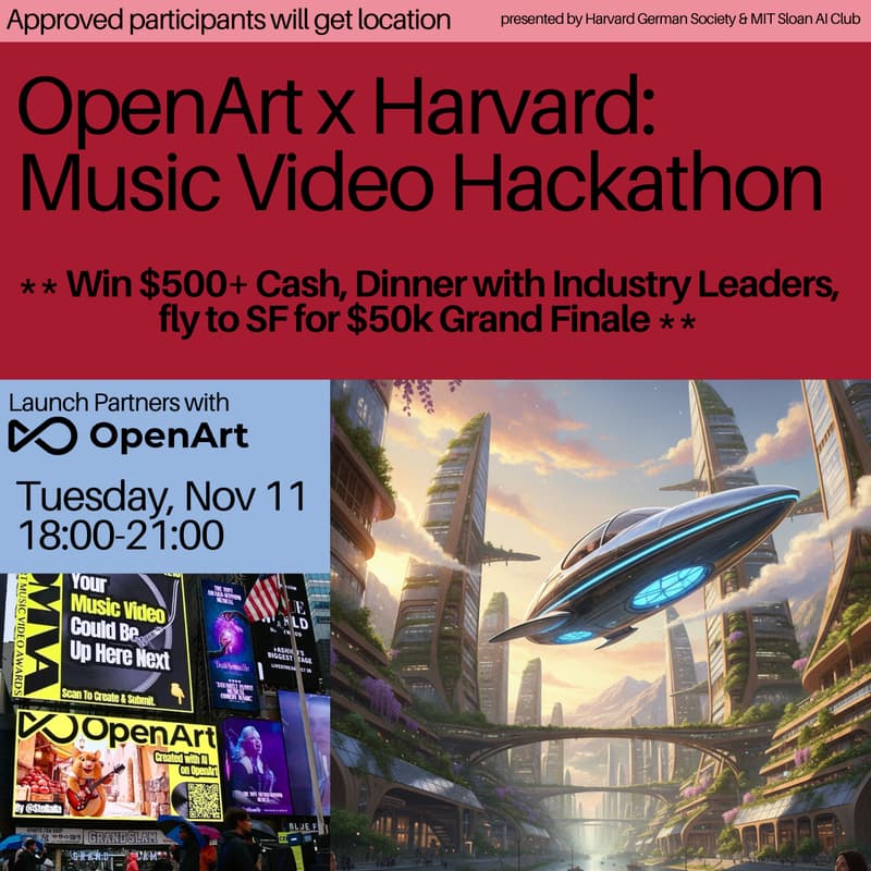 Cover Image for OpenArt x Harvard: Music Video Hackathon | Top Speaker + Cash Prize