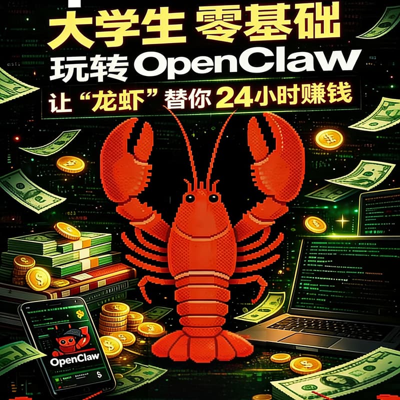 Cover Image for OpenClaw黑客松 | 大学生零基础专场:让"龙虾"替你24小时赚钱!🦞