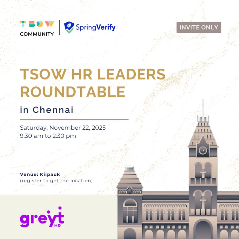 Cover Image for TSOW HR Leaders Roundtable in Chennai