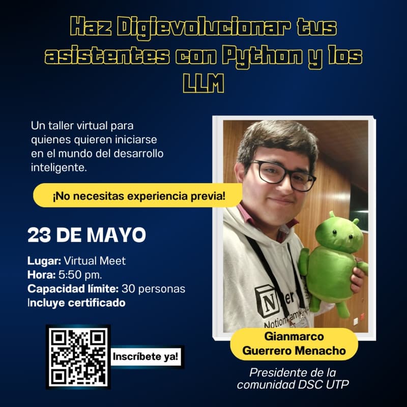 Foto de portada de TALLER: Haz Digievolucionar tus asistentes con Python y los LLM