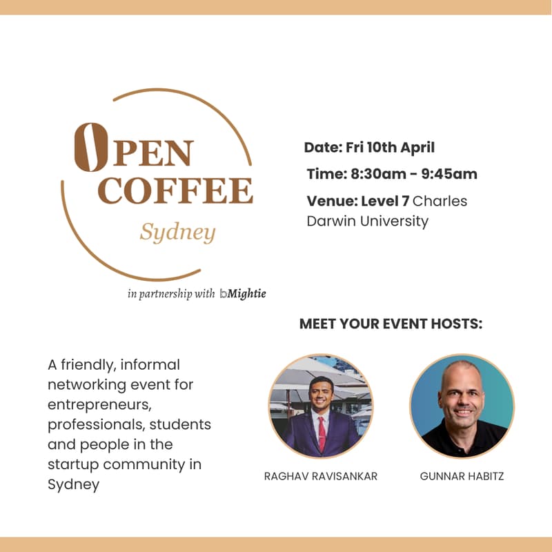 Cover Image for Startups Networking | Open Coffee Sydney | Founders, Investors, Professionals and Students