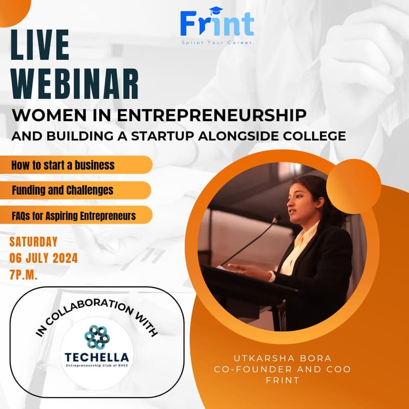 Women in Entrepreneurship | Techella x Frint | Live Webinar · Luma