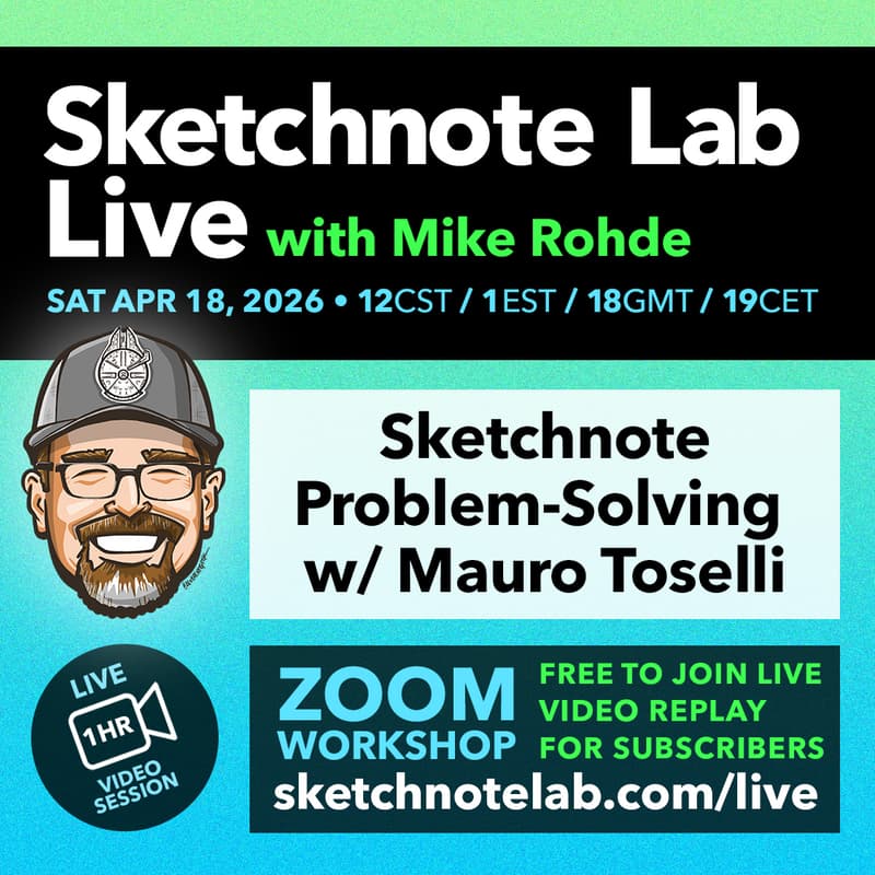 Cover Image for Sketchnote Lab Live April: Visual Problem Solving with Mauro Toselli