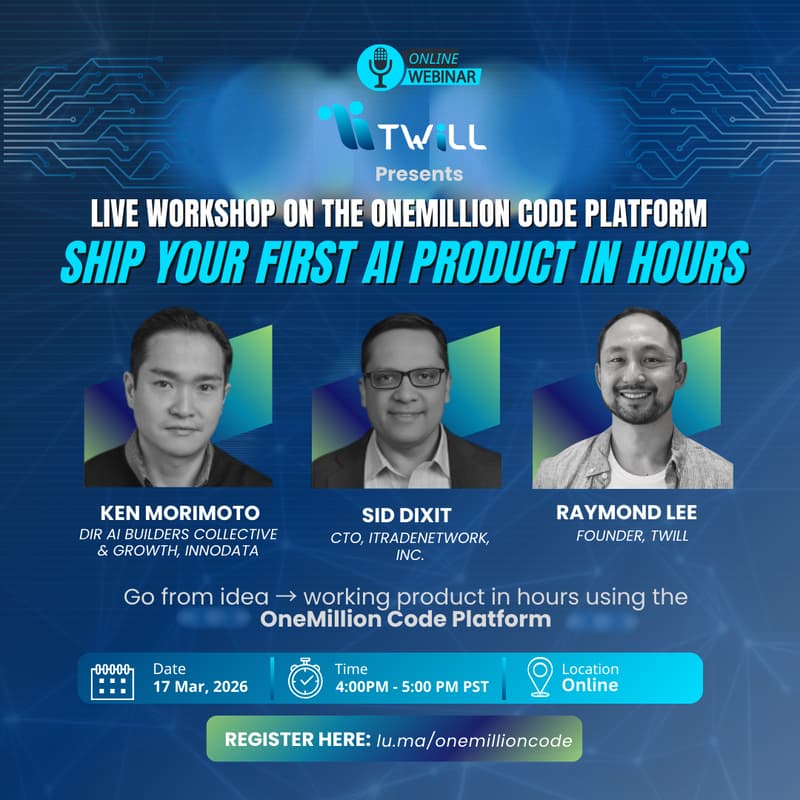 Cover Image for Live Workshop on the OneMillion Code Platform: Ship Your First AI Product in Hours