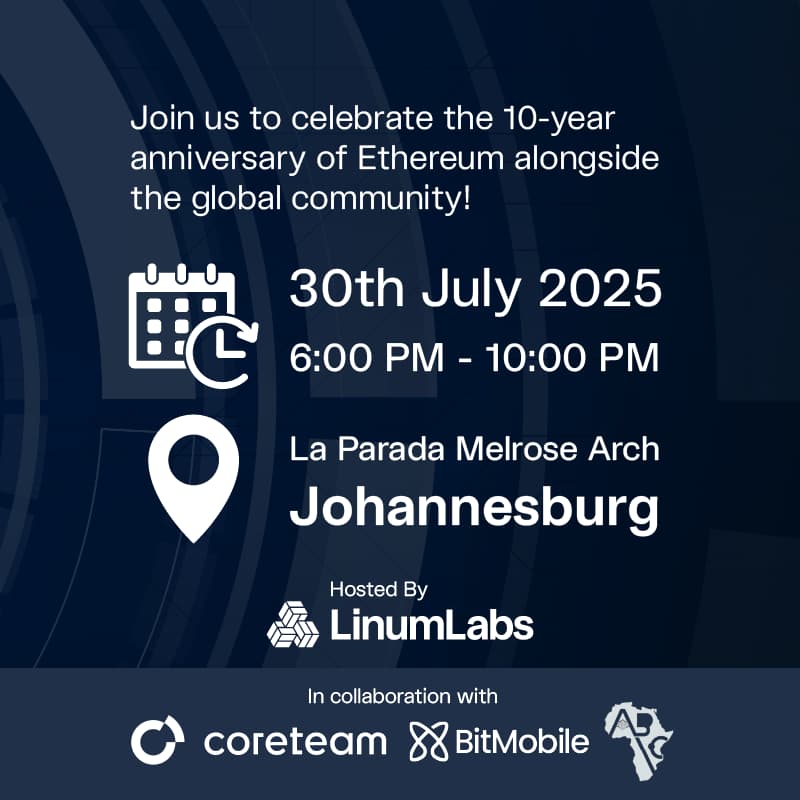 Cover Image for 10 Years of Ethereum - Johannesburg Celebration ๐