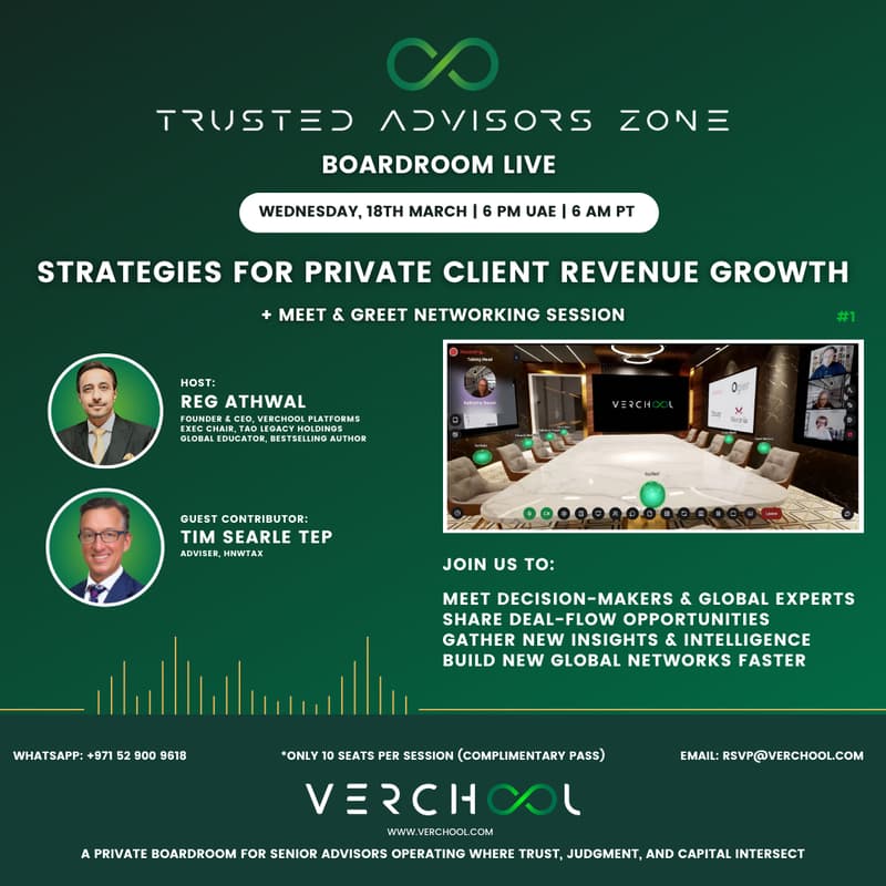 Cover Image for Trusted Advisors Zone - Boardroom Live #1 | Strategies for Private Client Revenue Growth