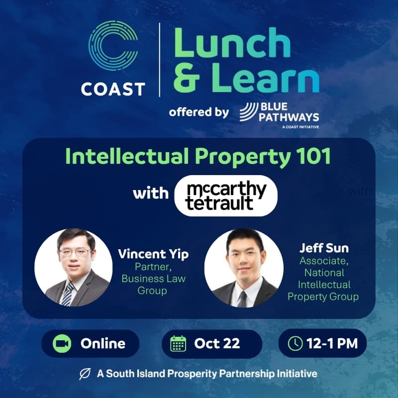 Cover Image for COAST Lunch & Learn (Legal Eagle Series) Volume 1: IP 101 – Intellectual Property Considerations for Canadian Businesses